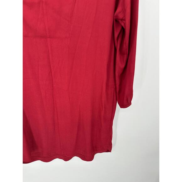 Madewell Red V-Neck Long Sleeve High Low Shift Dress Women's Size Small S - Picture 3 of 8